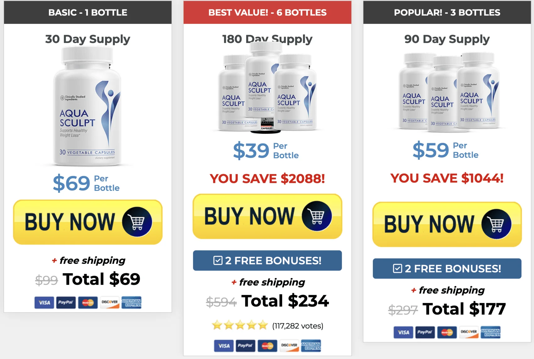 aquasculpt bottle price